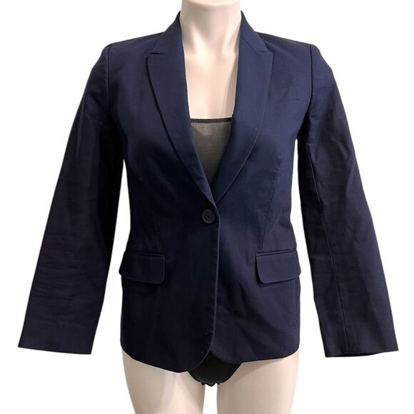 J. Crew Navy Blazer School Boy Suiting Single Button Blazer Size 0 - Picture 1 of 11